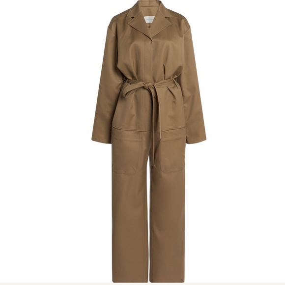 🆕LOW CLASSIC KHAKI BELTED OVERSIZED FRONT PATCH POCKET BOILER JUMPSUIT ROMPER - Picture 6 of 6